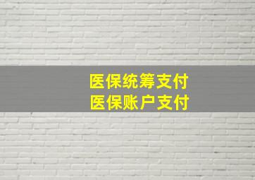 医保统筹支付 医保账户支付